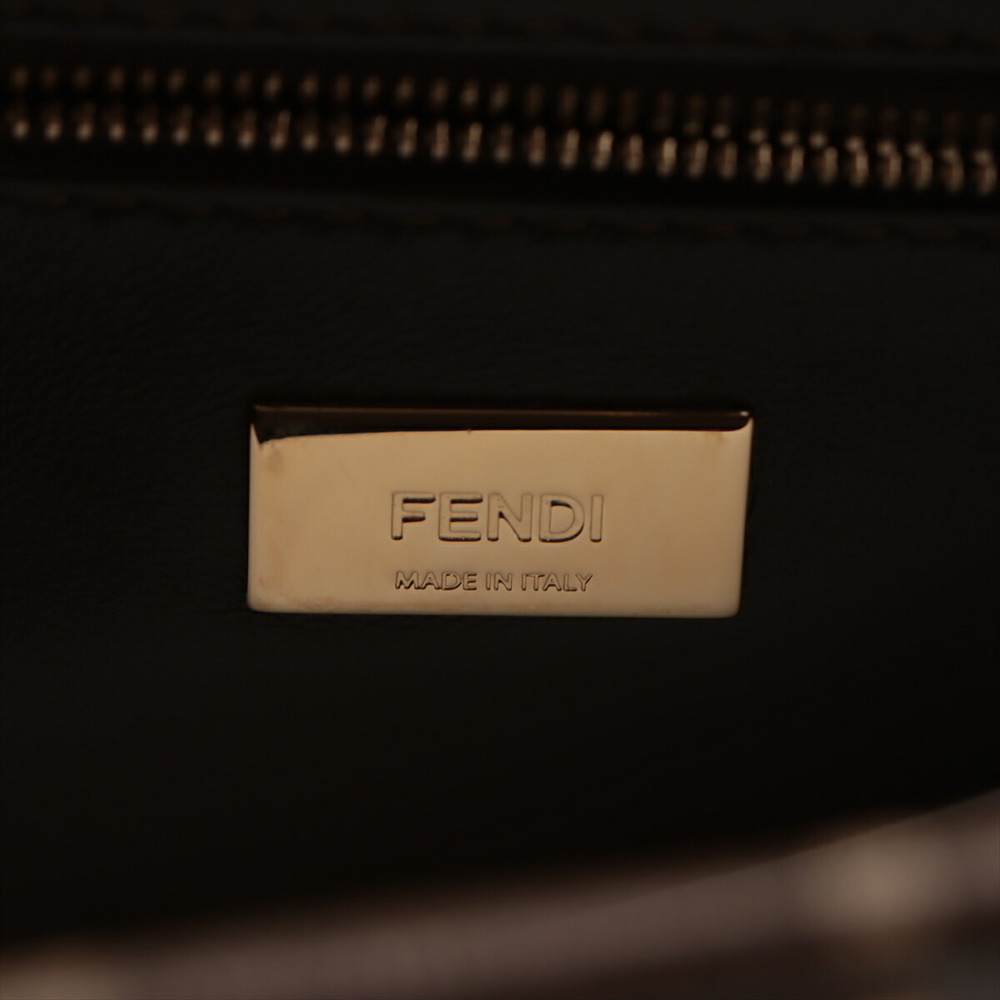 Fendi Mini Peekaboo Zucca Leather 2WAY Handbag Brown - Picture 10 of 10